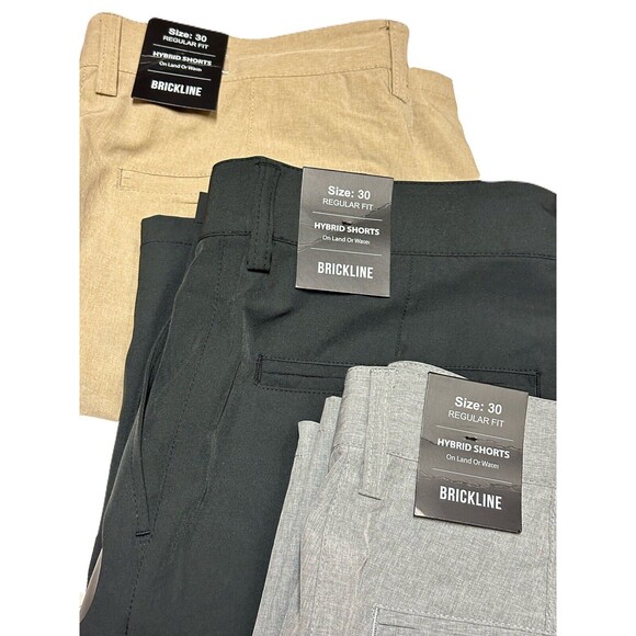 NEW Bundle of 3 Mens Size 30 Brickline Hybrid Performance Shorts 9" Quick Dry - Picture 2 of 11
